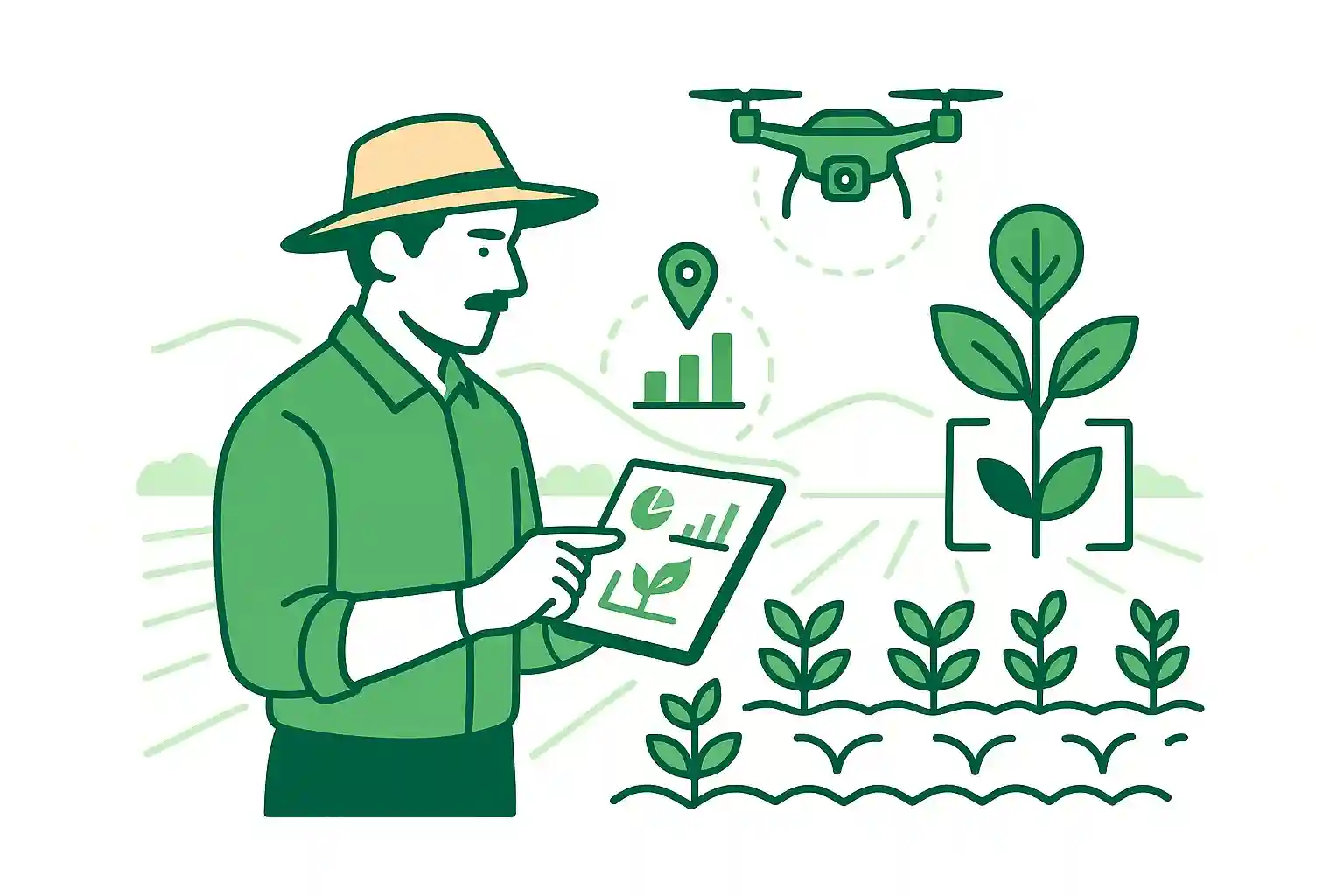 Farmer using digital tools for smart agriculture
